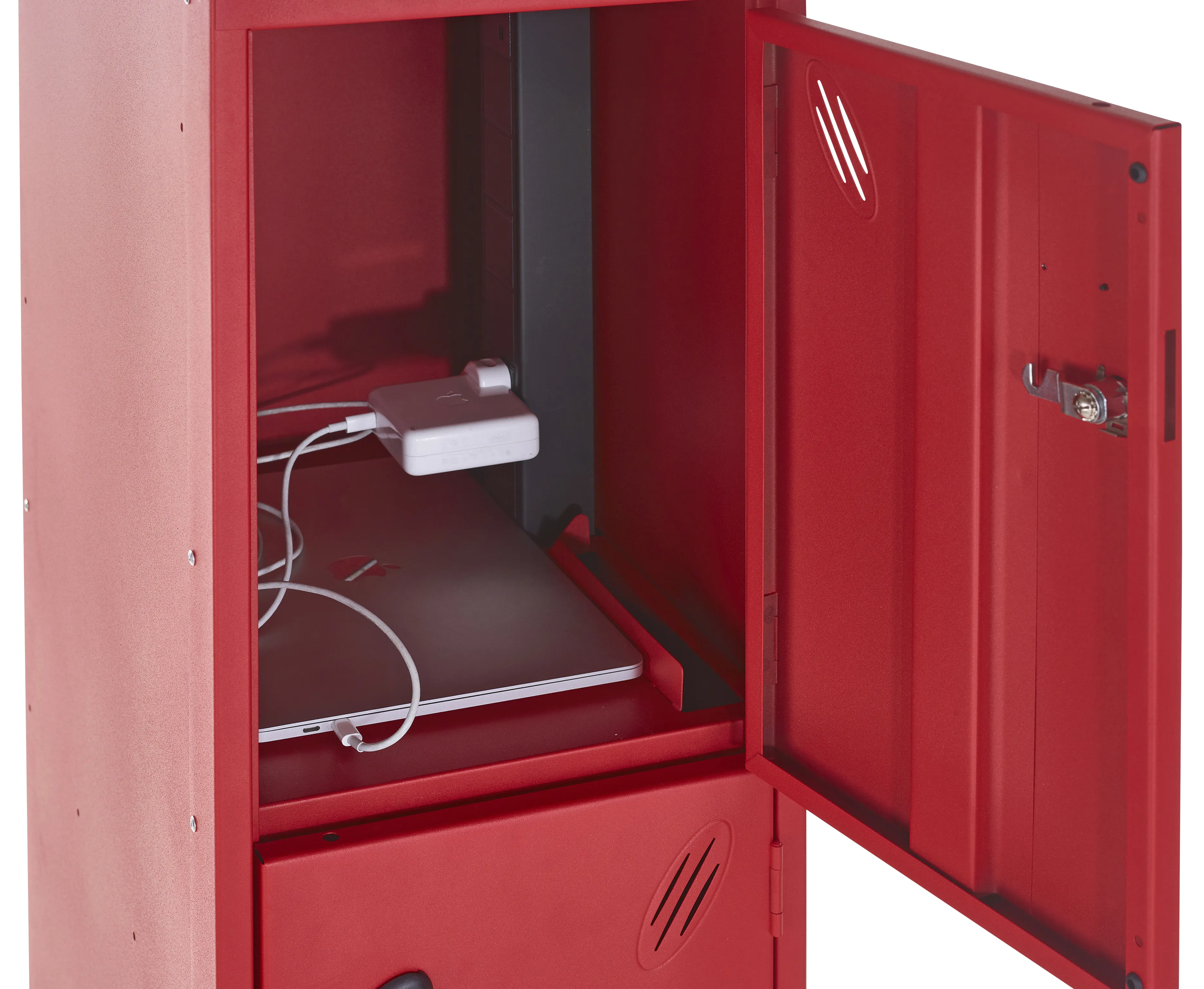 Lithium-ion fire suppression charging lockers